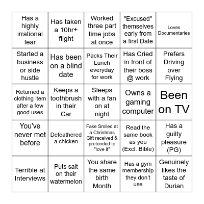 Find Someone Who... Bingo Card