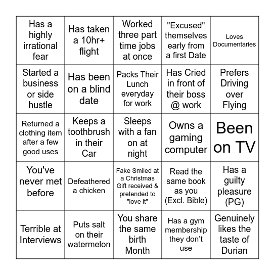 Find Someone Who... Bingo Card