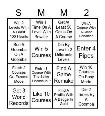 SMM2 BINGO Card