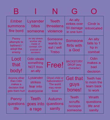DND Bingo Card