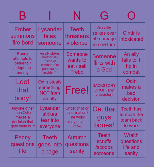 DND Bingo Card