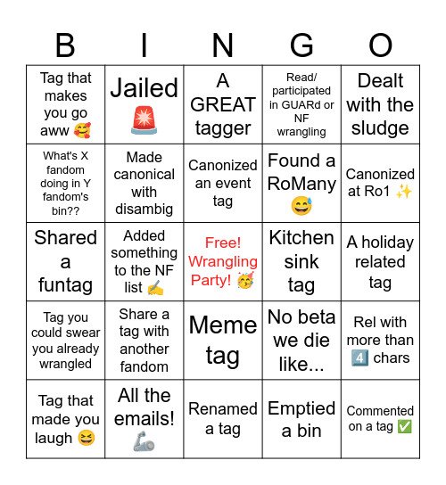 theo and cirelle's Wrangling Bingo! Bingo Card