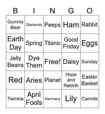 Easter Bingo Card