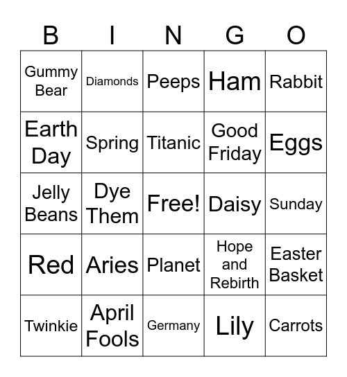 Easter Bingo Card