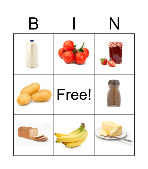 Food Bingo Card