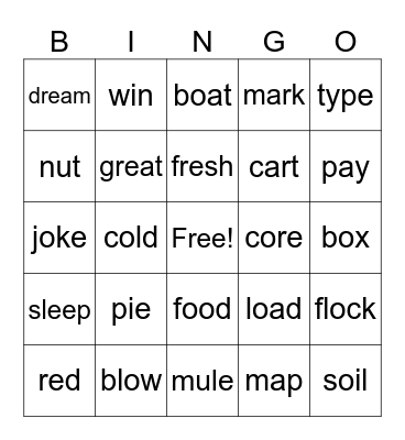 G2A2 W11 Phonics Sounds Bingo Card