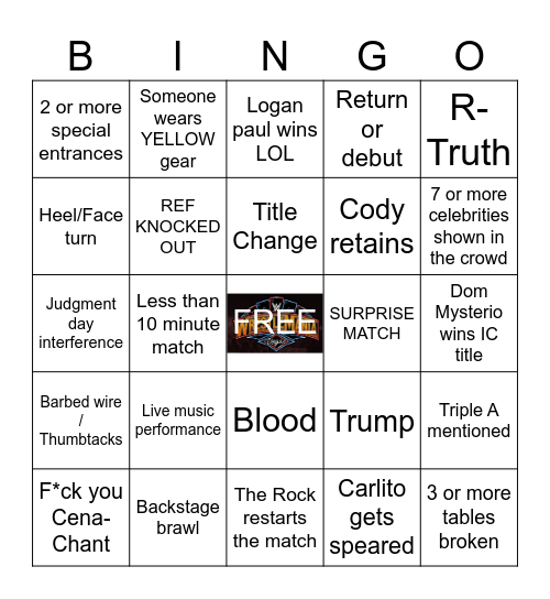 Wrestlemania 41 - night 2 Bingo Card