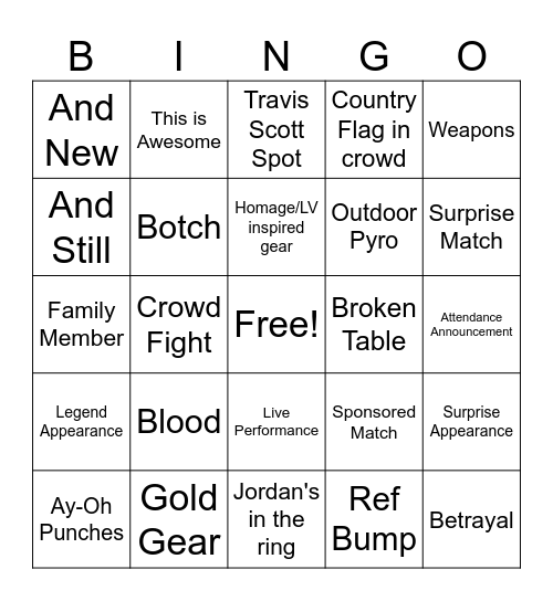 WrestleMania 41 Bingo Card