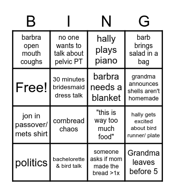 easter Bingo Card