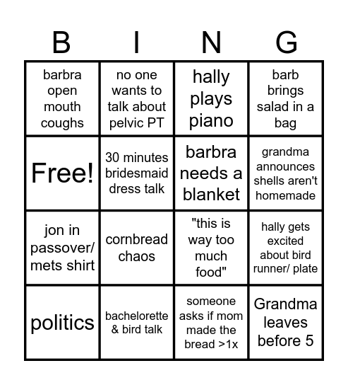 easter Bingo Card