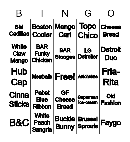 SERVER AND BARTENDER BINGO Card