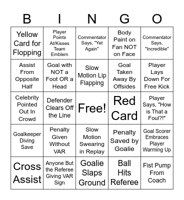 Soccer Bingo Card