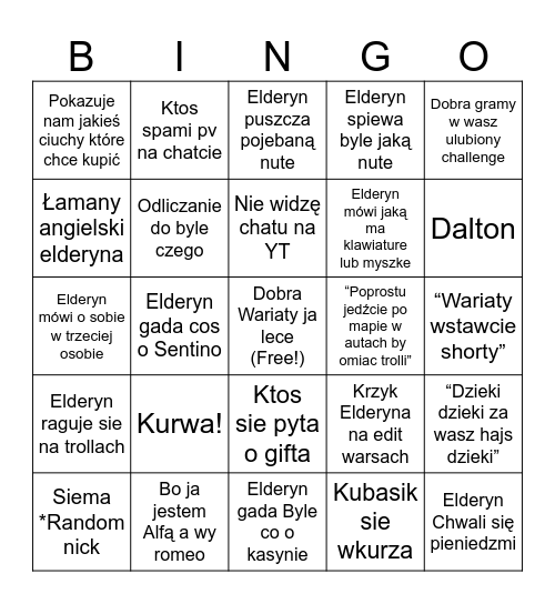 Bingo Live Elderyna Bingo Card