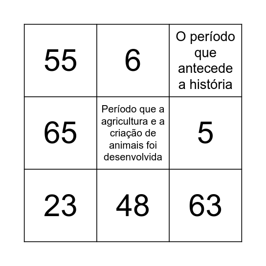 PRÉ-HISTÓRIA Bingo Card