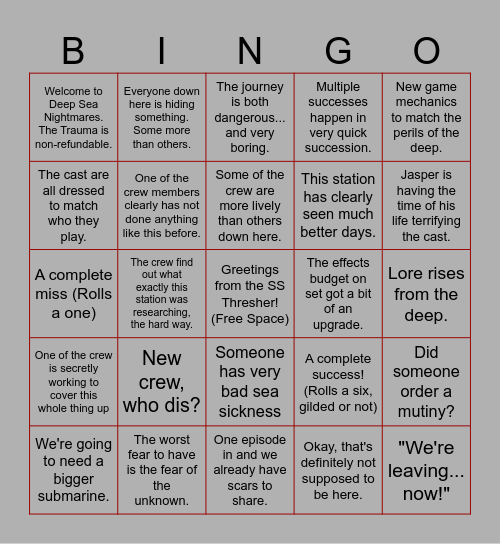 Thresher- Part 1 Bingo Card