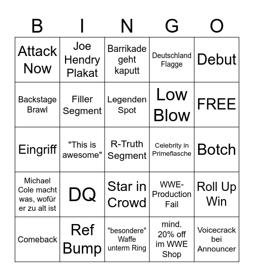 Wrestlemania Bullshit-Bingo Card