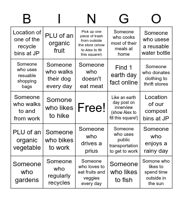 Whole Foods Earth Day Bingo! Bingo Card