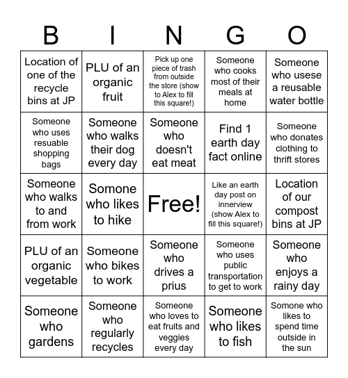 Whole Foods Earth Day Bingo! Bingo Card