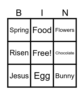 Easter Bingo Card