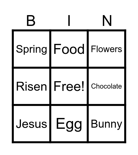 Easter Bingo Card