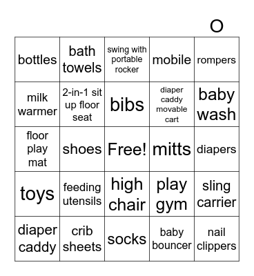 BINGO BABY! Bingo Card