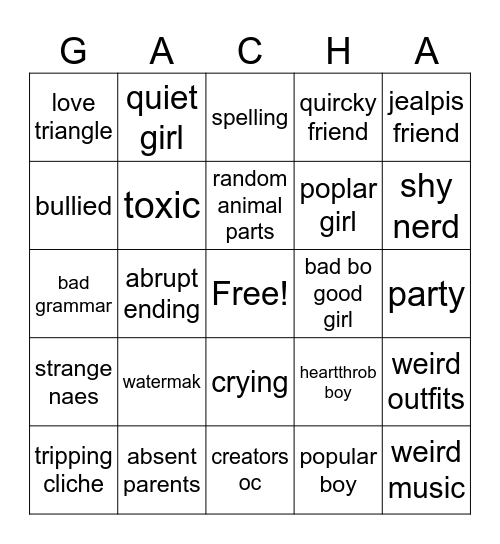 Gacha Bingo Card