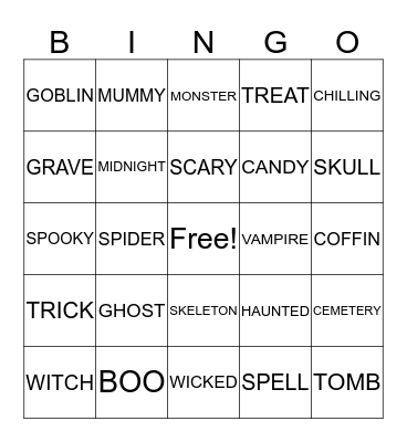 HALLOWEEN BINGO  Bingo Card