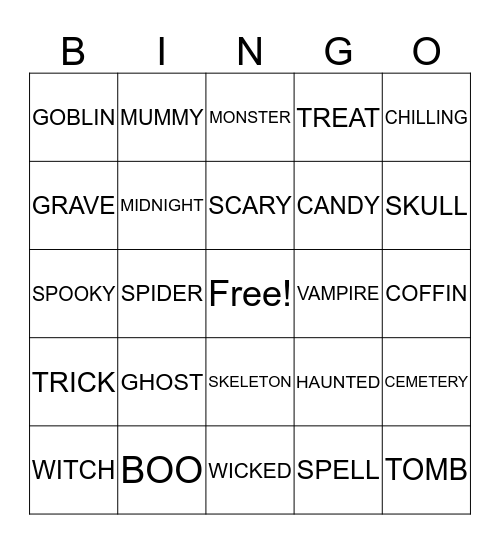 HALLOWEEN BINGO  Bingo Card