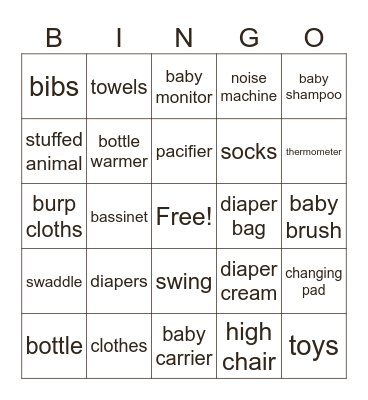 BABY BINGO Card
