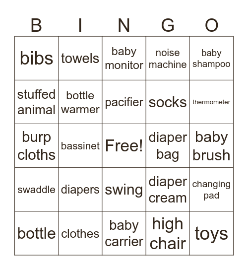BABY BINGO Card