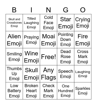 YouTube Shorts Emojis Bingo Card