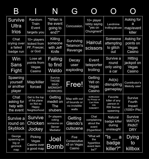 Midnight Horrors Bingo - April Fools 2025 Edition Bingo Card