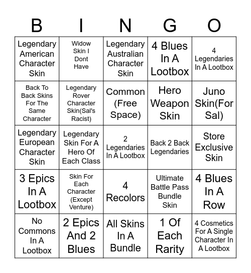 Overwatch Lootbox Bingo Card