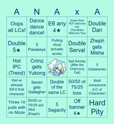 Anaxa Pull Party Bingo Card