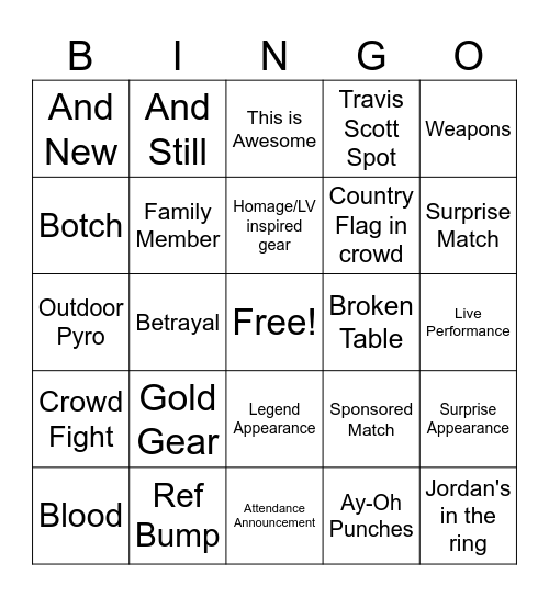 WrestleMania 41 Bingo Card