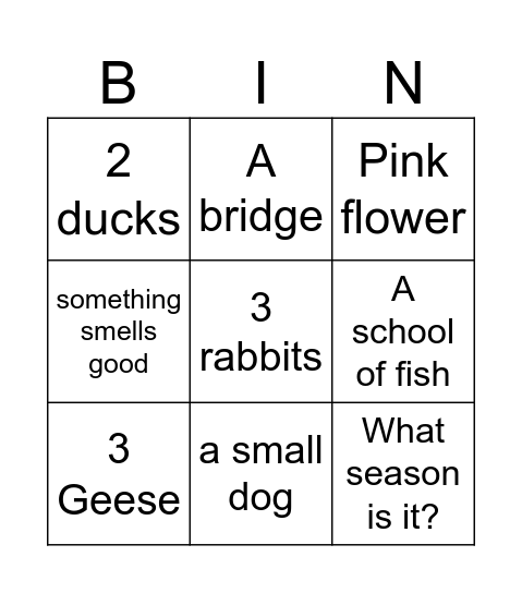 Find them! Bingo Card
