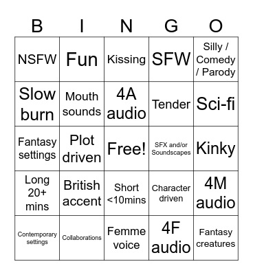 Might You Enjoy Xyta's Audio? Bingo Card