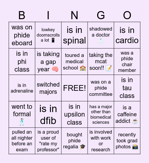 Chapter Bingo - PhiDE Seniors Edition! Bingo Card
