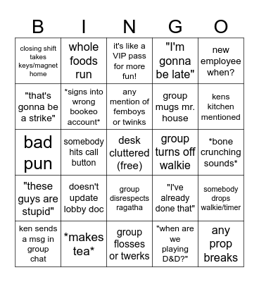 Bond's ARL Bingo Card