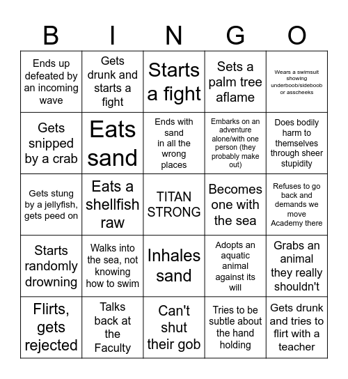 Students at sea bingo Card
