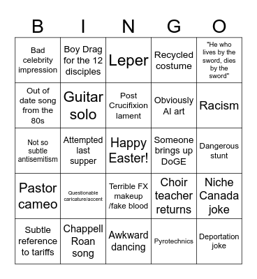 Bad Easter Play Bingo Card