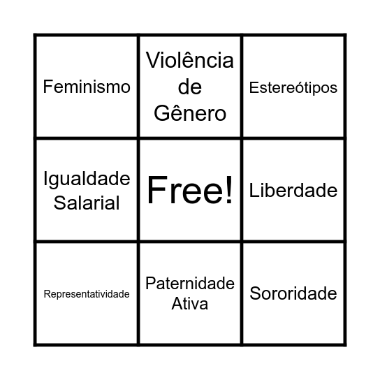 IGALDADE DE GÊNERO Bingo Card