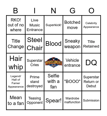 Wrestlemania 41 Bingo Card