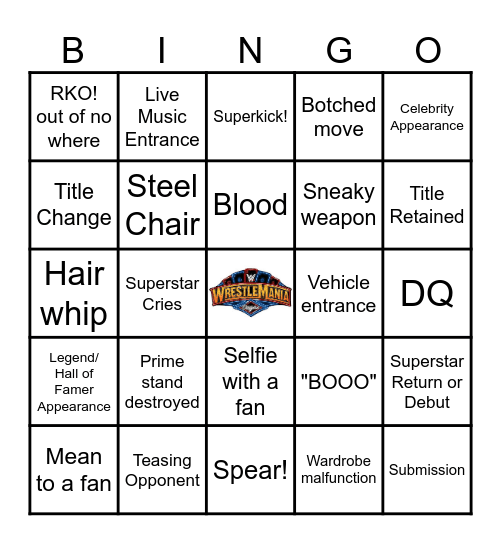 Wrestlemania 41 Bingo Card