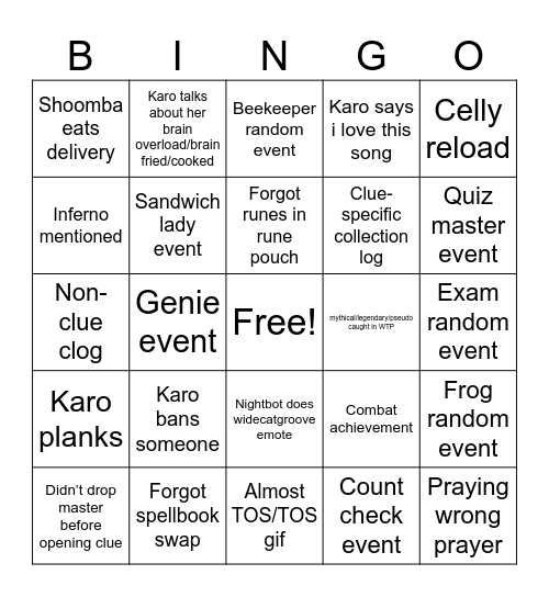 Stream Bingo: Saturday 4/26 Bingo Card