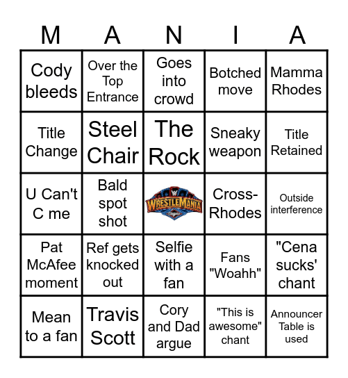 Wrestlemania 41 Bingo Card
