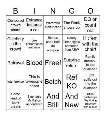 Wrestlemania 41 Night 2 Bingo Card