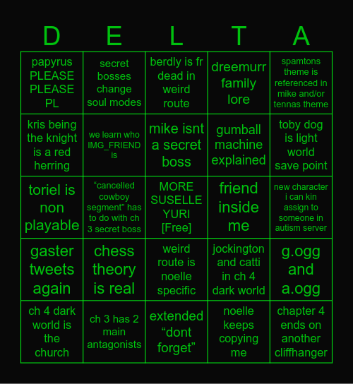 salem's deltarune bingo Card