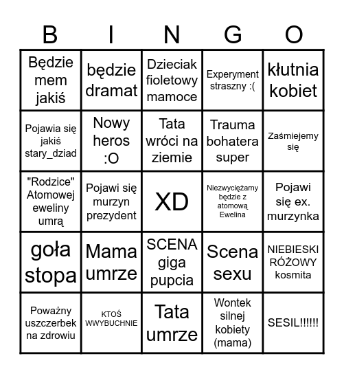 Invincible sexy tatuś sezon 3 Bingo Card