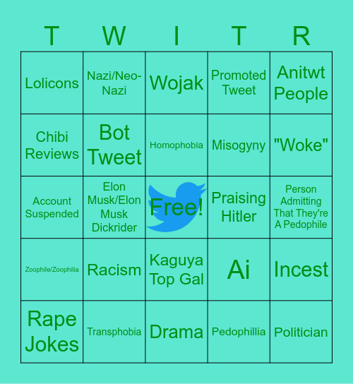 The Worst Of Twitter BINGO Card